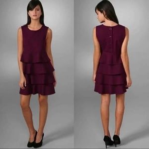 Theory Prisema Purple Tiered Ruffle Women’s Dress Sleeveless Size L Rayon Blend